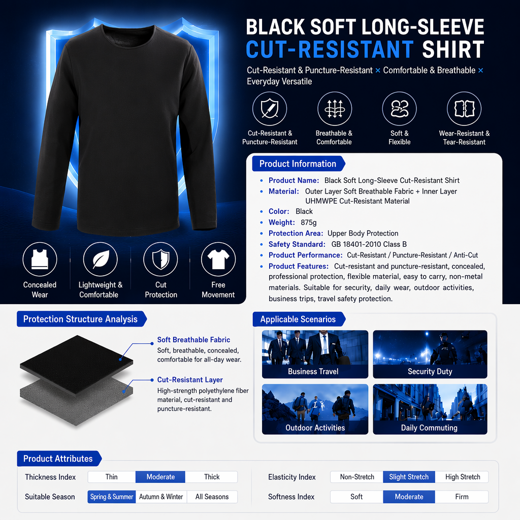 Product Performance: black slash resistant long sleeve shirt