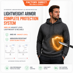 Lightweight Concealed Armor . Grey Hooded Cut-Resistant Hoodie – ANSI A9 Highest Certified Protection