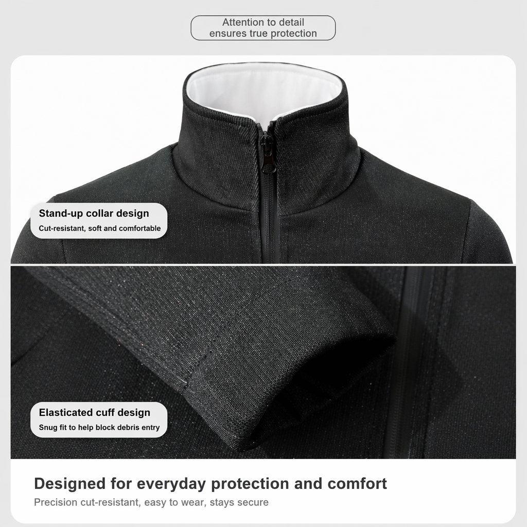 Light Armor . Black Double-Layer Cut-Resistant Jacket . EN388 Highest Certified Cut & Puncture Protection