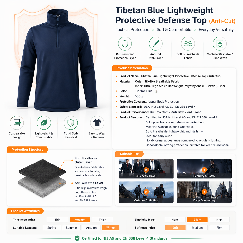 Navy Blue Lightweight Cut-Resistant Hoodie