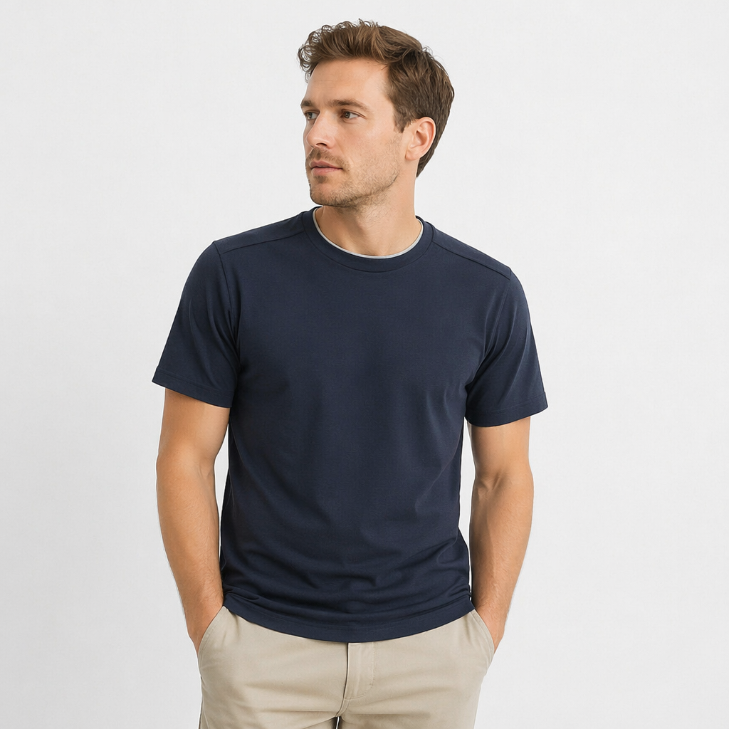 Navy Blue Short-Sleeve Invisible Cut-Resistant Shirt