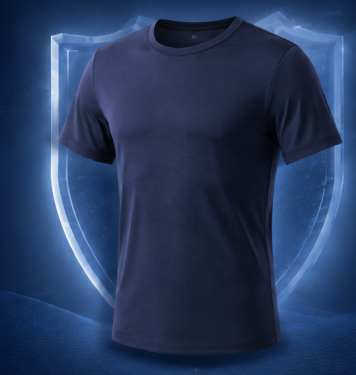 Navy Blue Short-Sleeve Invisible Cut-Resistant Shirt